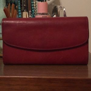 Coach Red Leather Clutch Wallet